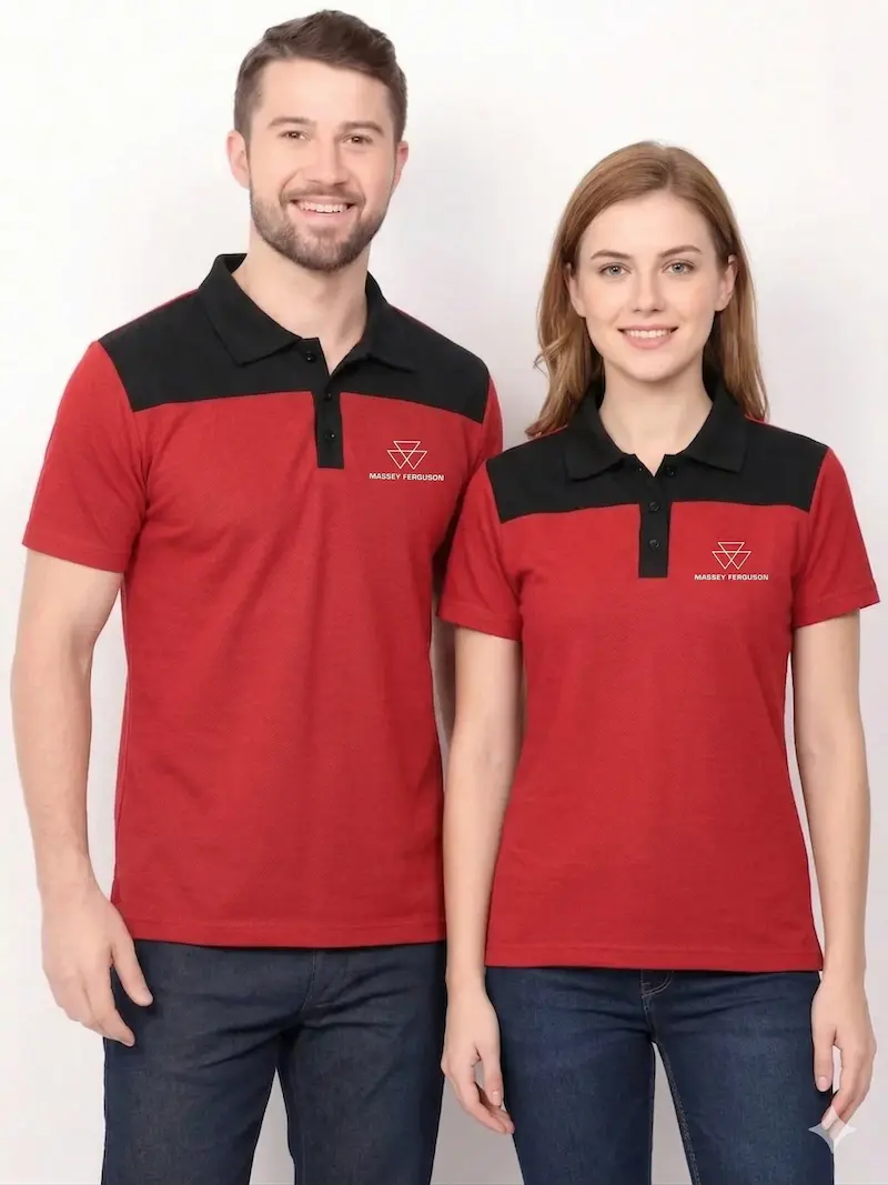 Camisa Polo Uniforme Premium Colorblock Vermelha e Preta – America Uniformes Em Goiania Camisa Polo Uniforme Premium Colorblock Vermelha e Preta