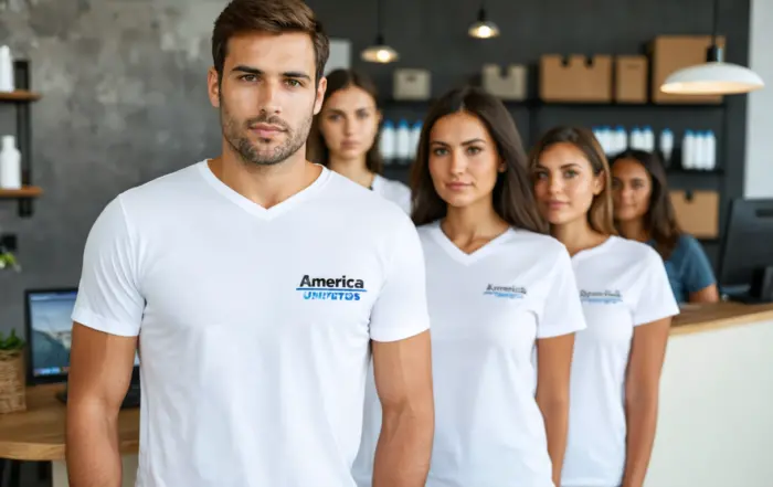 Camiseta Gola V Personalizada: Seu Uniforme Moderno e Elegante | América Uniformes - Aparecida de Goiânia