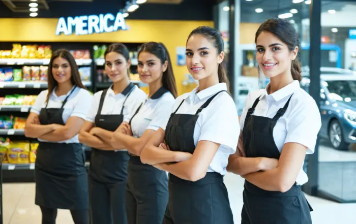 Modelos Ideais de Uniformes para Supermercados em 2026 | América Uniformes - Goiás